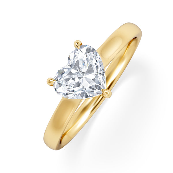 Amora Heart 1.00ct Lab Diamond Engagement Ring F/VS Set in 18K Gold